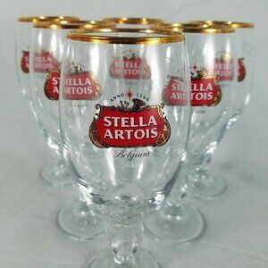 6 Stella Artois Beer Goblets NEW Chalice Pub Bar 40 CL Party Event Man Cave NWOT